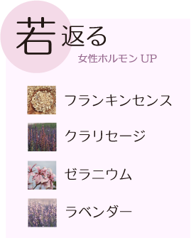 若返る　女性ホルモンUP フランキンセンス クラリセージ ゼラニウム ラベンダー